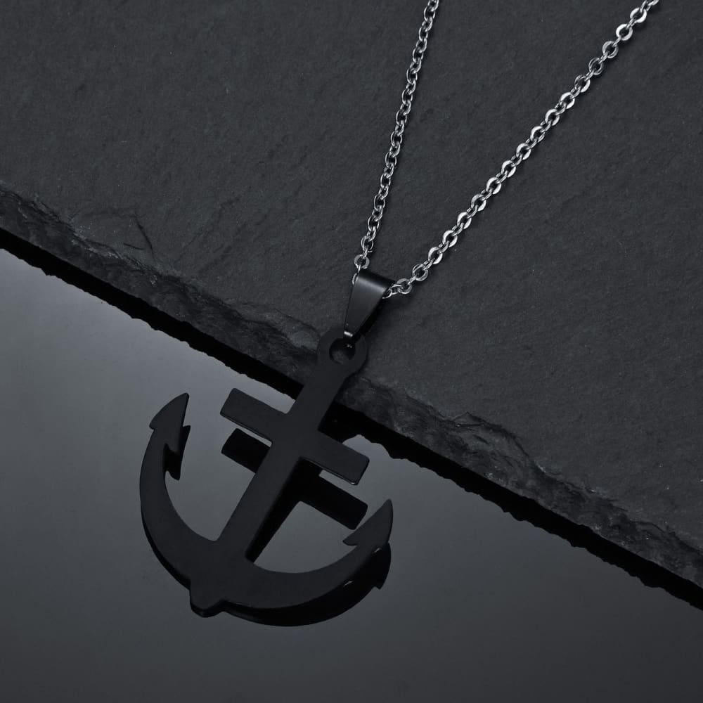 Black Anchor Necklace