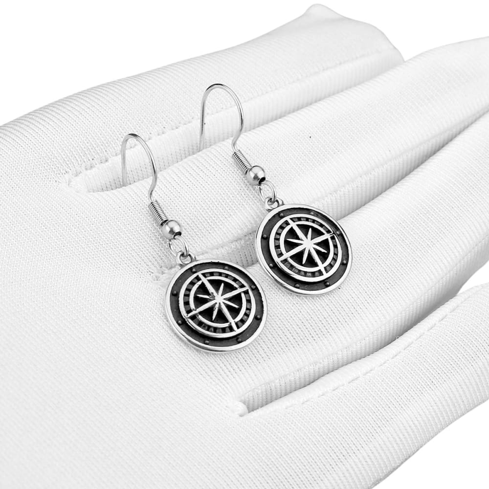 Black Compass Earrings