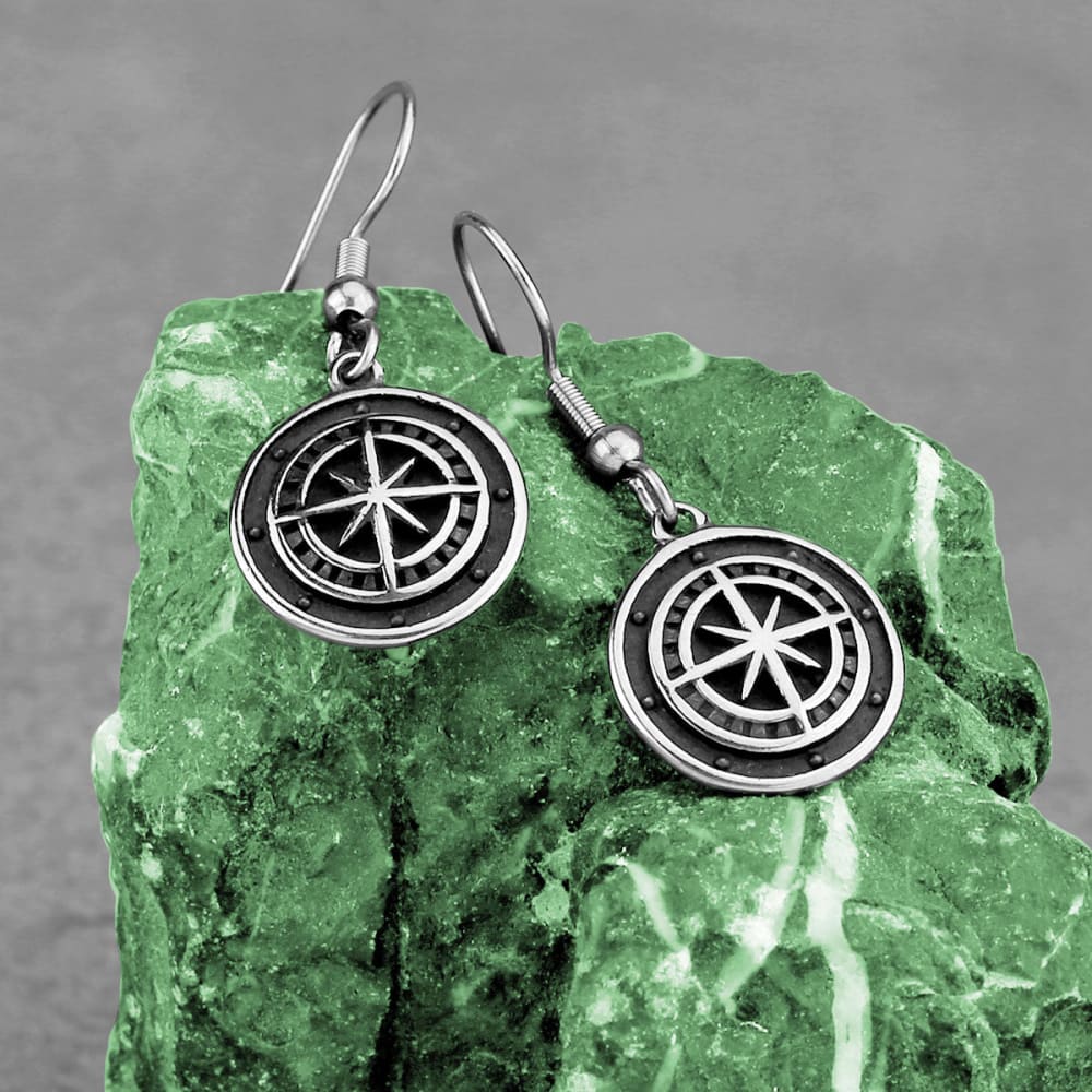 Black Compass Earrings