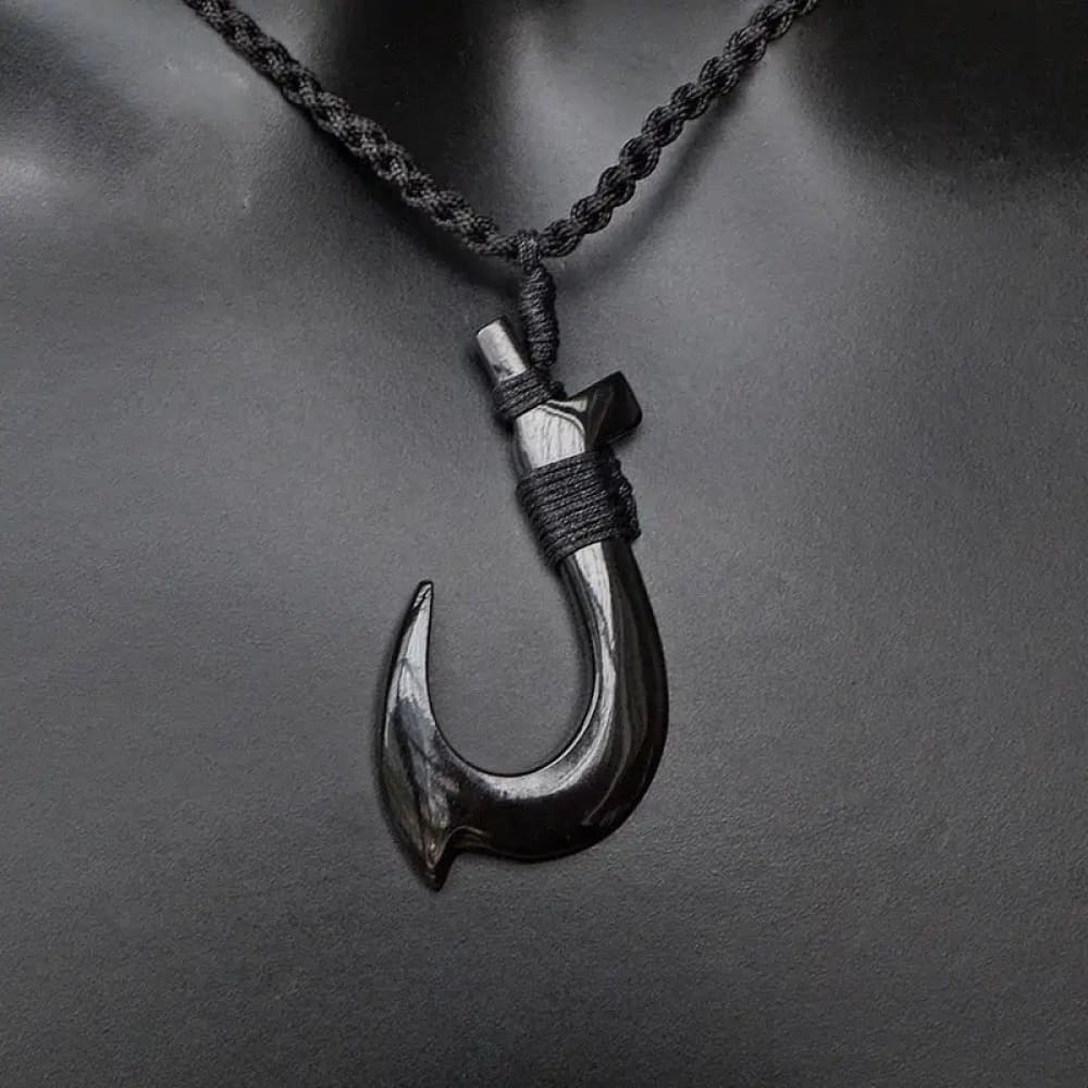 Black Fish Hook Necklace