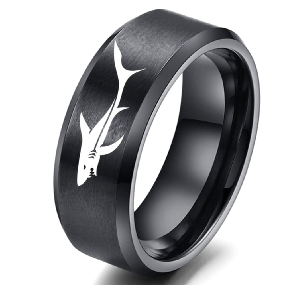 Black Men Shark Ring