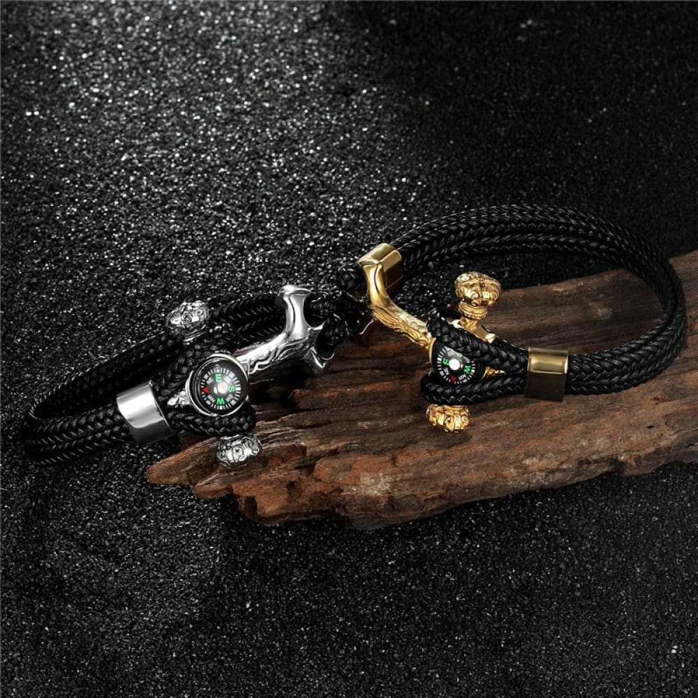 Black Paracord Compass Bracelet