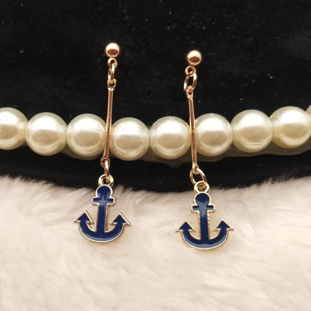 Blue Anchor Earrings