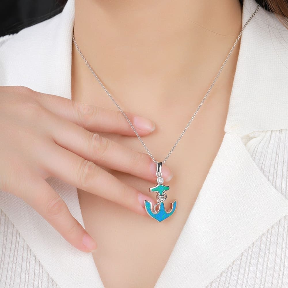 Blue Anchor Necklace