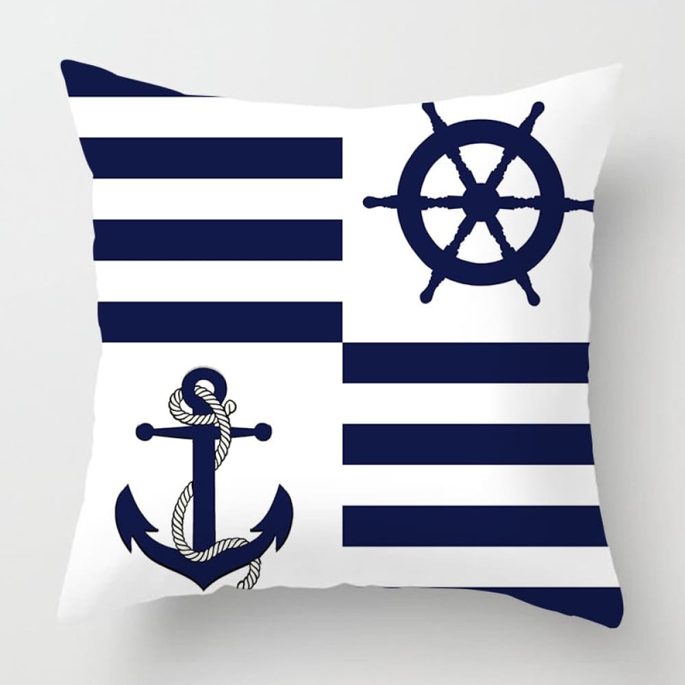 Blue and White Nautical Pillow