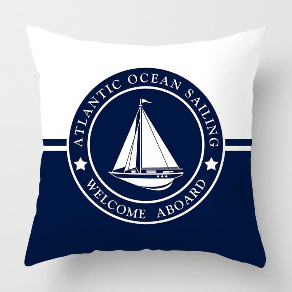 Blue and White Nautical Pillow
