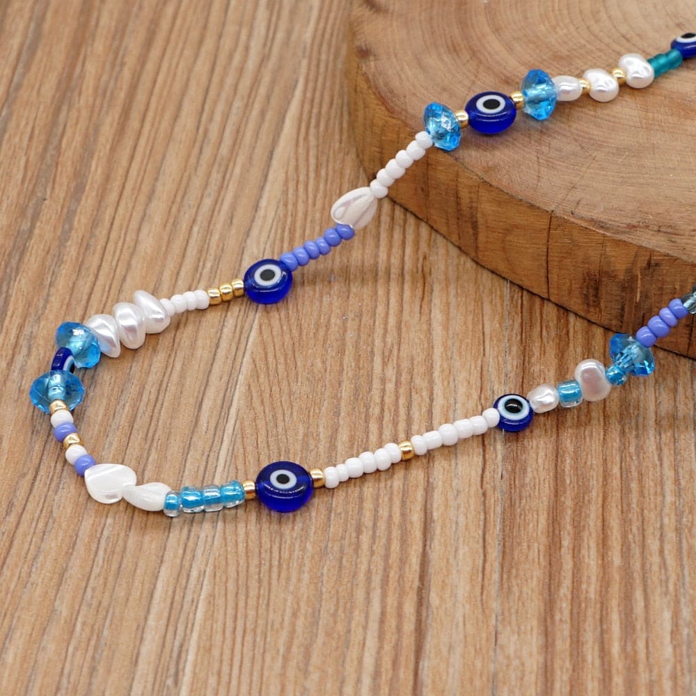 Blue Bead Beach Necklace
