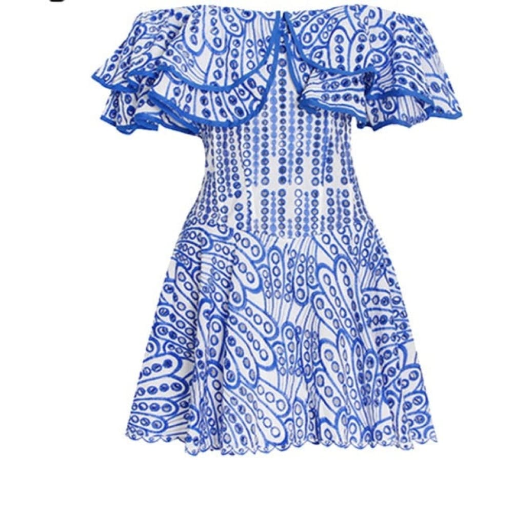 Blue Off Shoulder Beach Dress