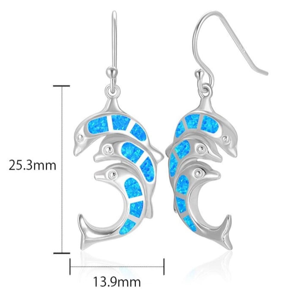 Blue Opal Dolphin Earrings