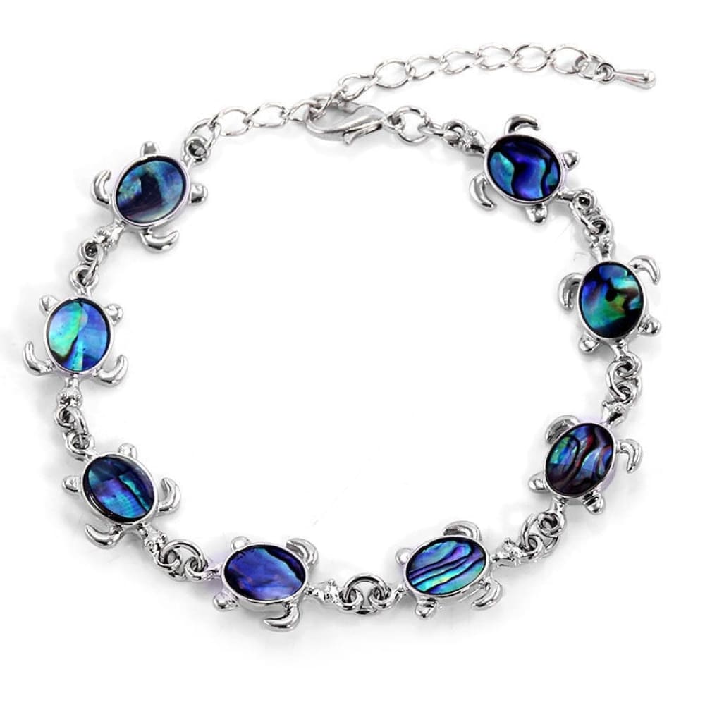 Blue Rhinestone Sea Turtle Bracelet