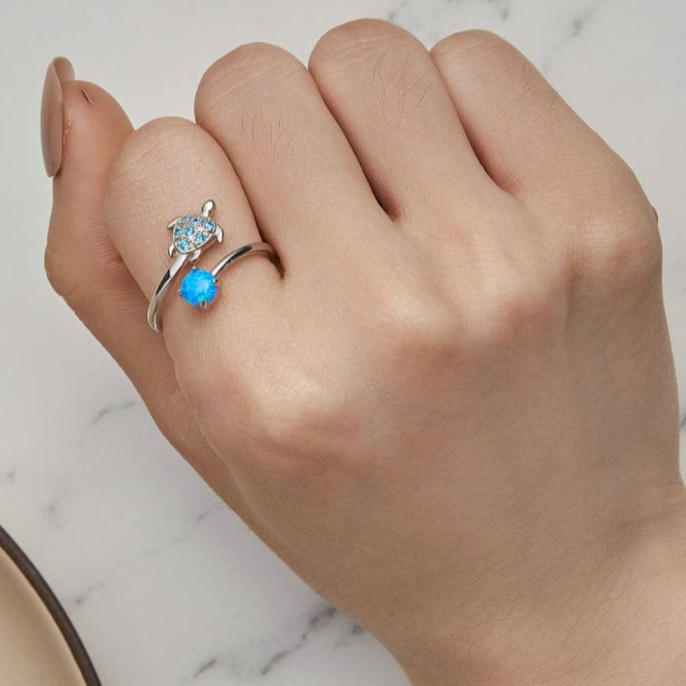 Blue Sea Turtle Ring