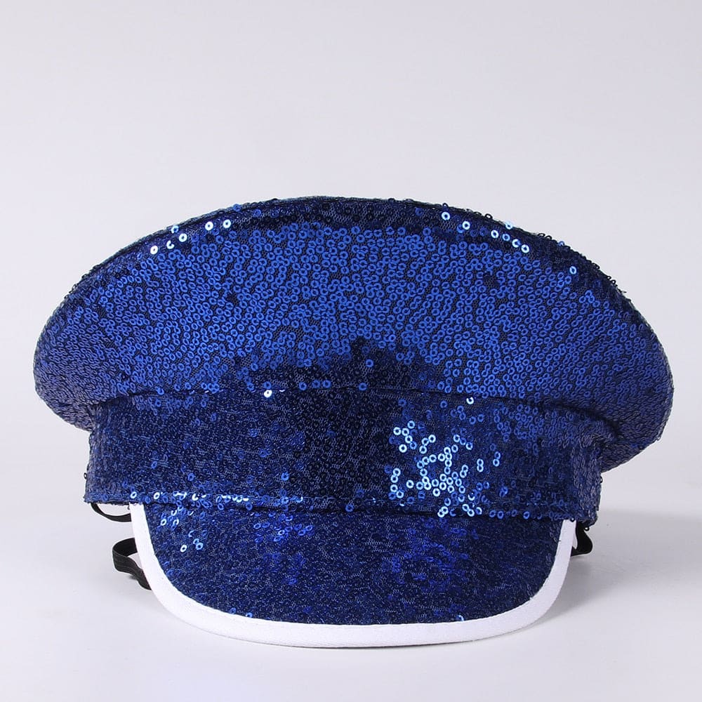 Blue Sequin Captain Hat