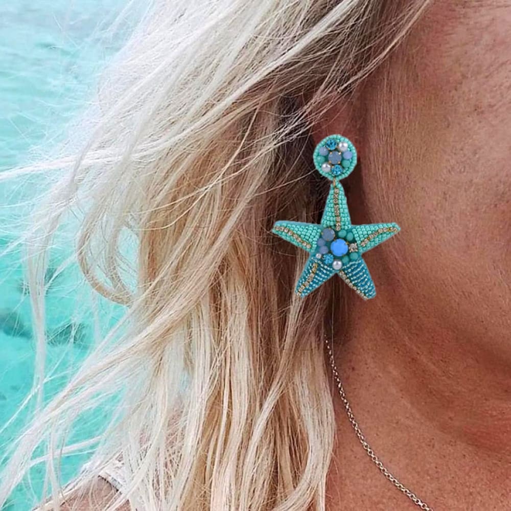 Blue Starfish Earrings