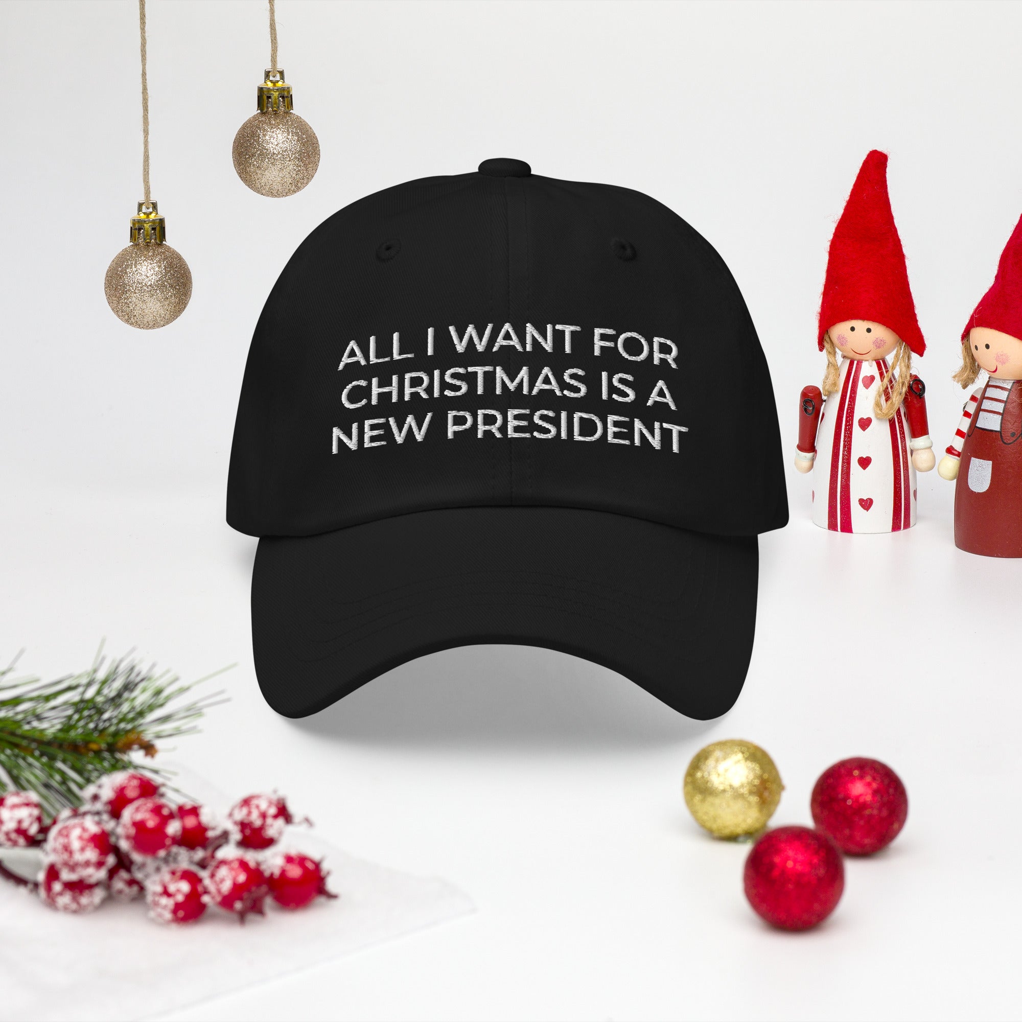 All I Want For Christmas Is A New President, FJB Christmas Hat, Anti Biden Christmas Cap, Conservative Hat, FJB Hat, Patriot Xmas Hat