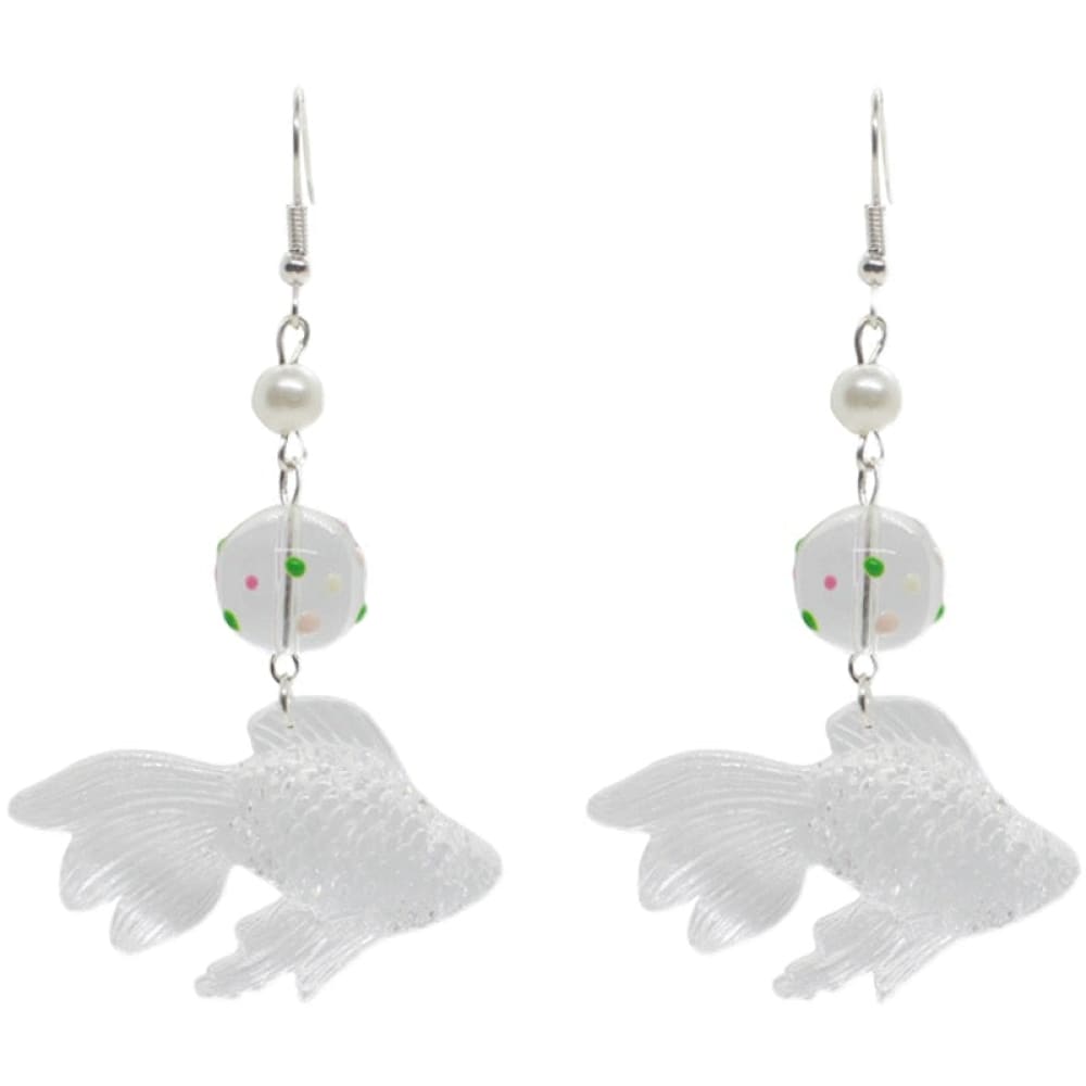 Clear Dangle Fish Earrings