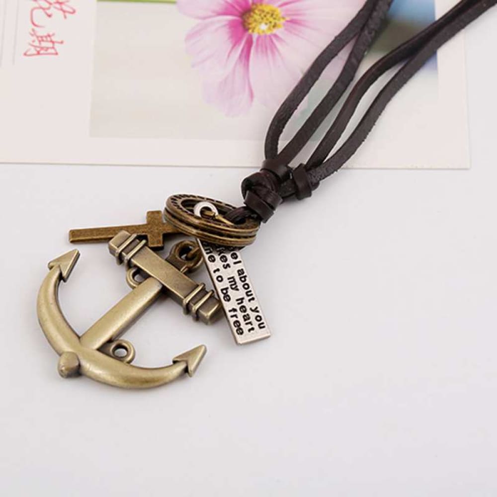 Cross Anchor Necklace - Gold