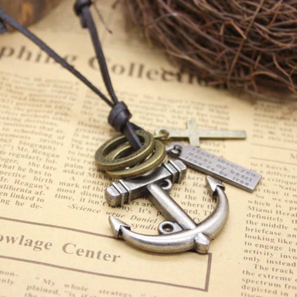 Cross Anchor Necklace - Silver