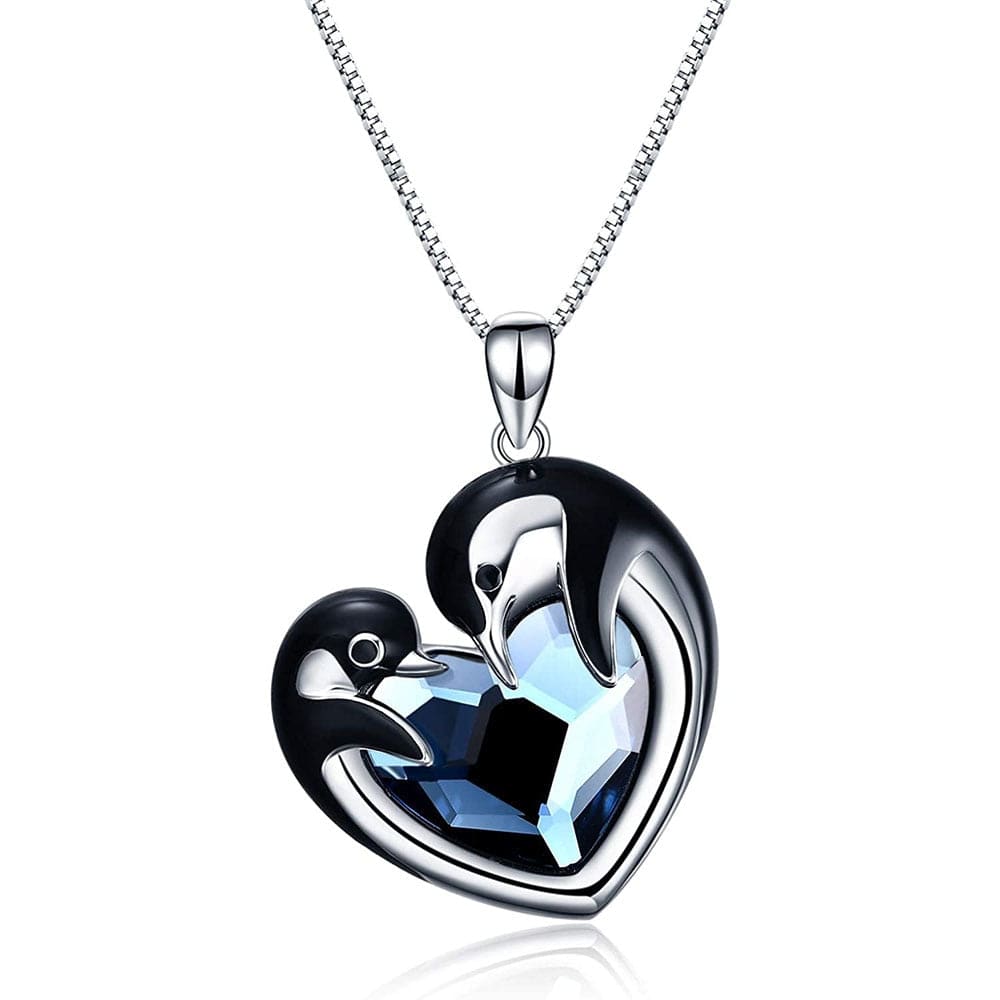 Crystal Heart Penguin Necklace