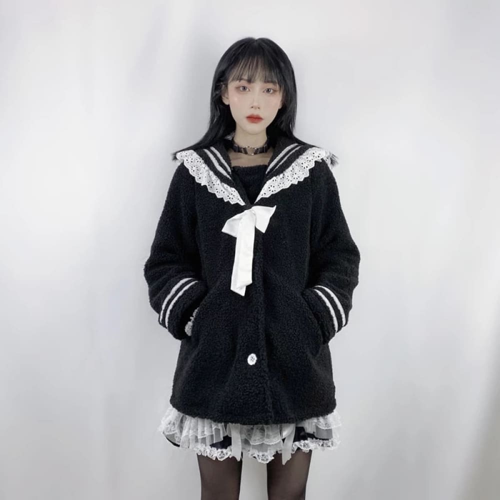 Cute Black Sailor Jacket