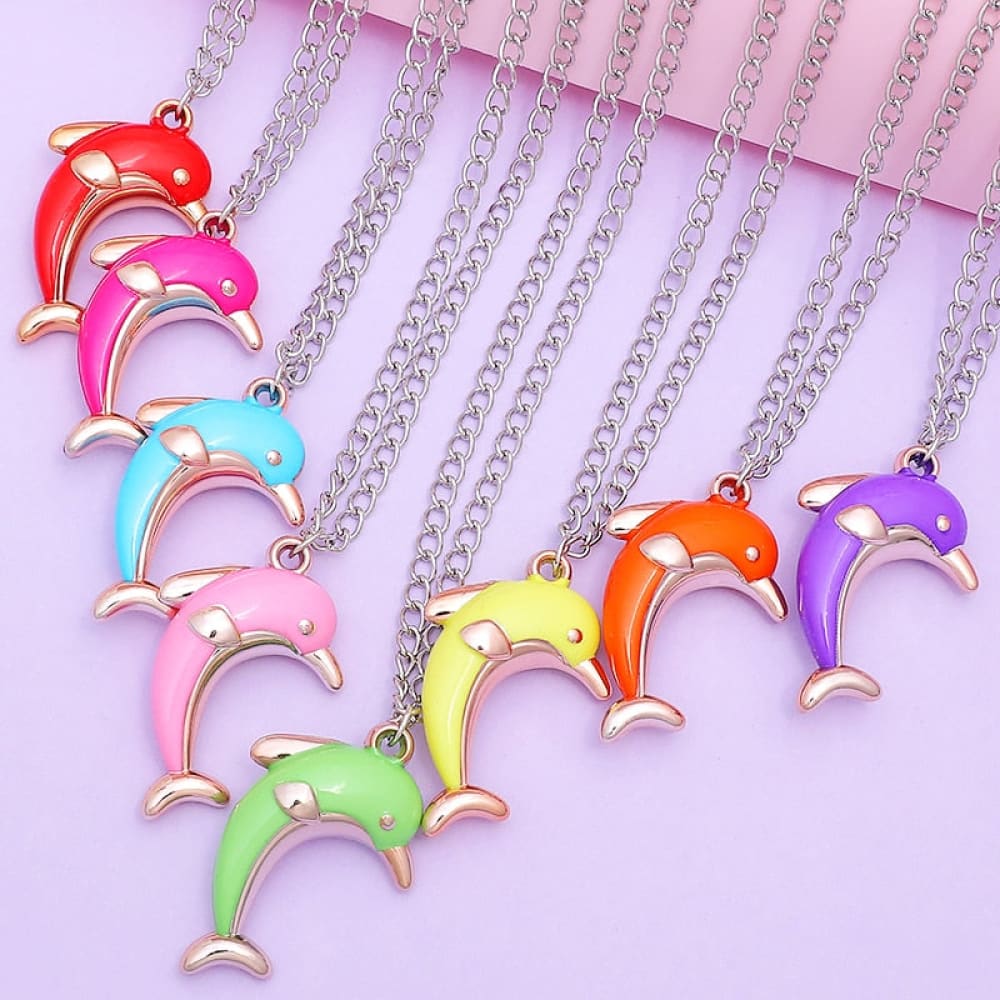 Cute Enamel Dolphin Necklace