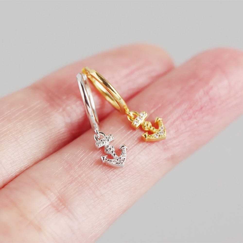 Diamond Anchor Earrings
