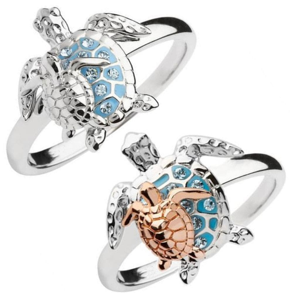 Diamond Blue Sea Turtle Ring