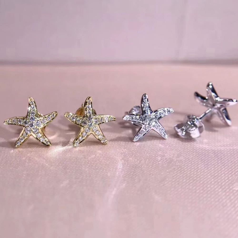 Diamond Starfish Stud Earrings