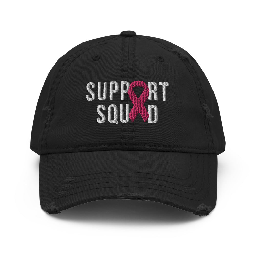 Breast Cancer Warrior Support Squad Breast Cancer Awareness Distressed Dad Hat