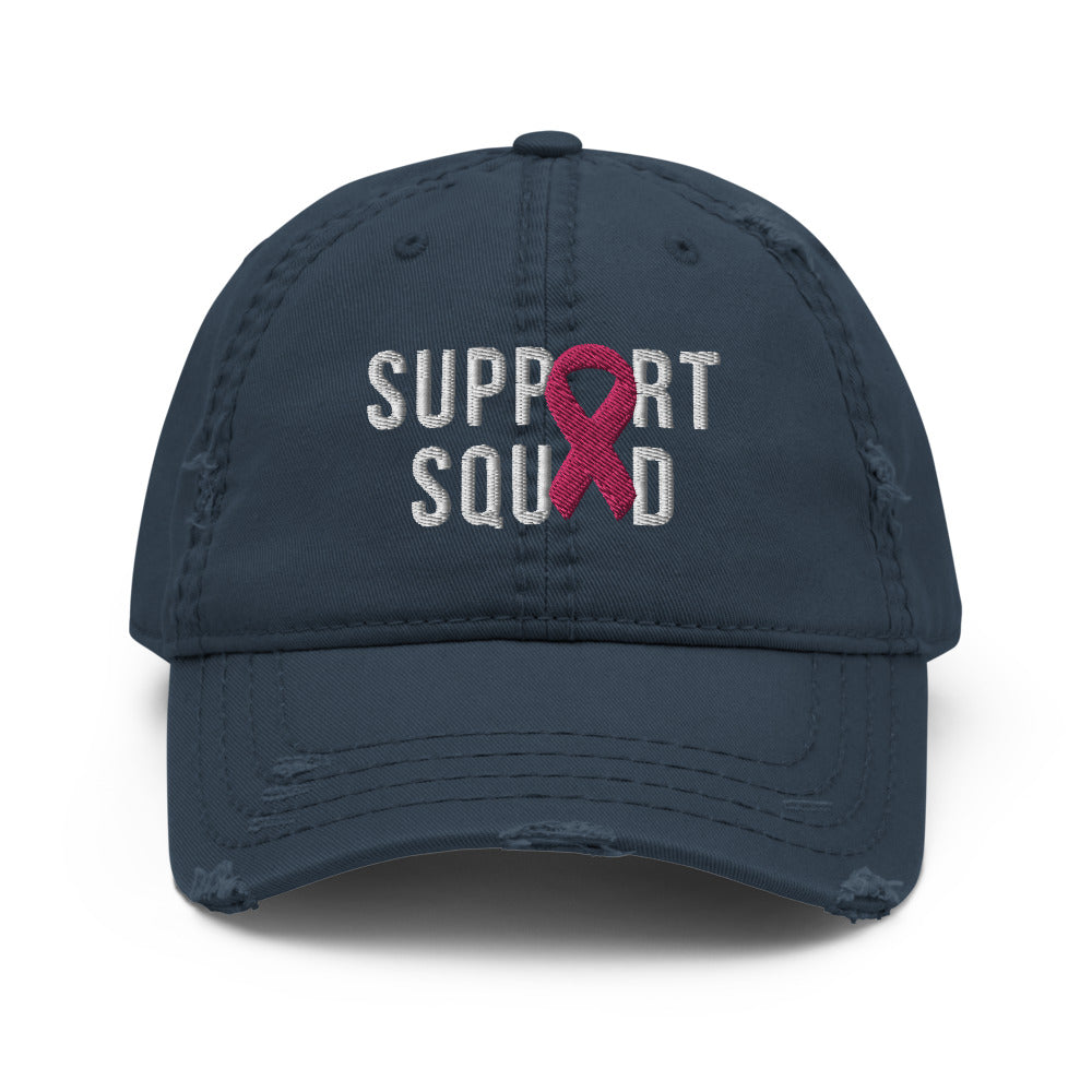 Breast Cancer Warrior Support Squad Breast Cancer Awareness Distressed Dad Hat - Madeinsea©