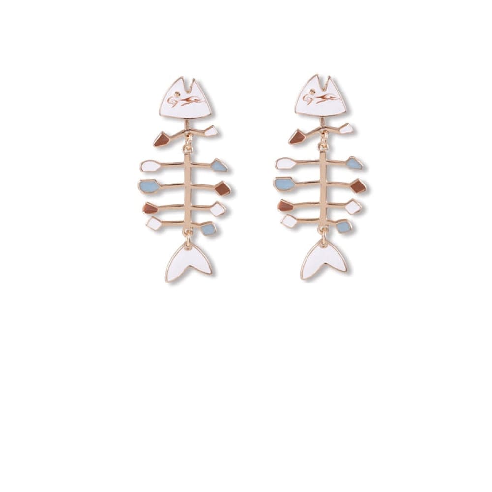 Enamel Skeleton Fish Earrings