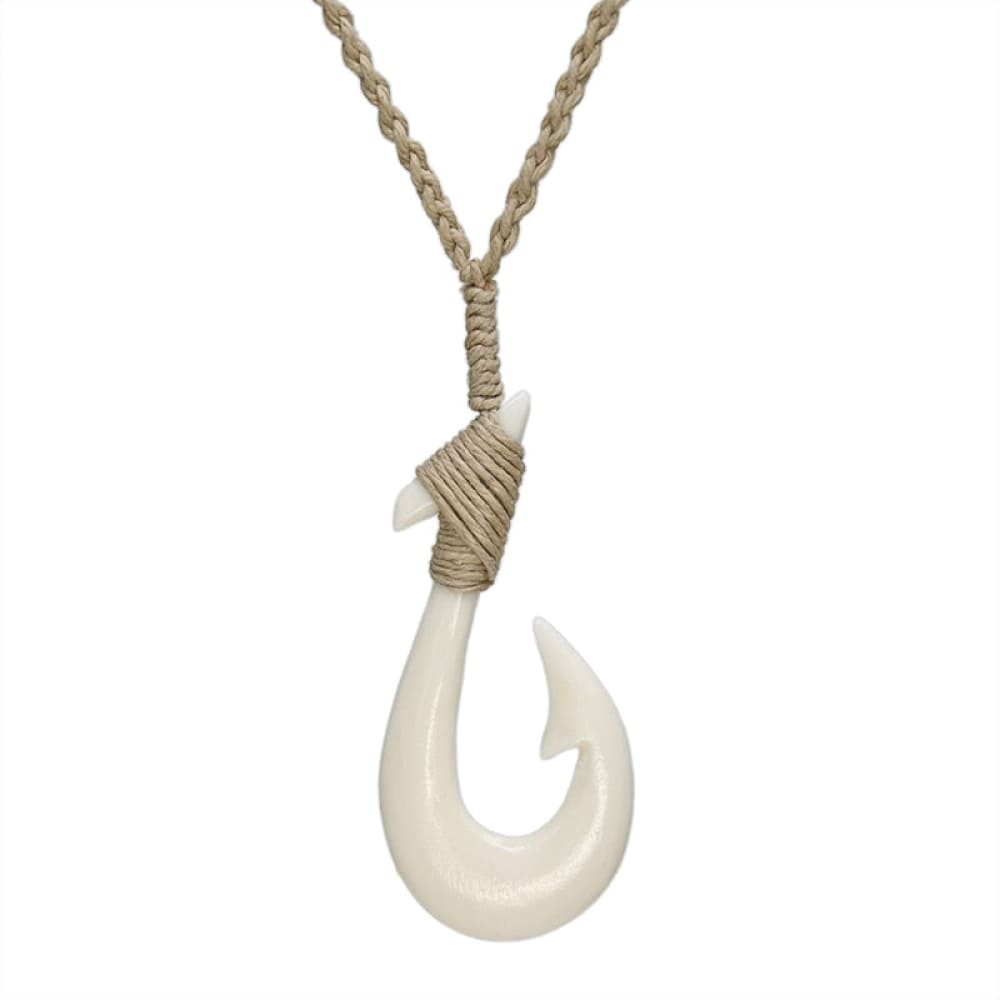 Fish Hook Necklace Bone