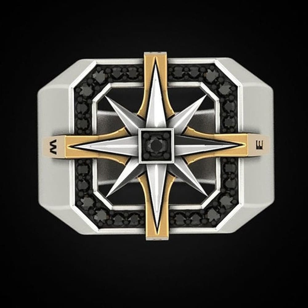 Geometric Viking Compass Ring