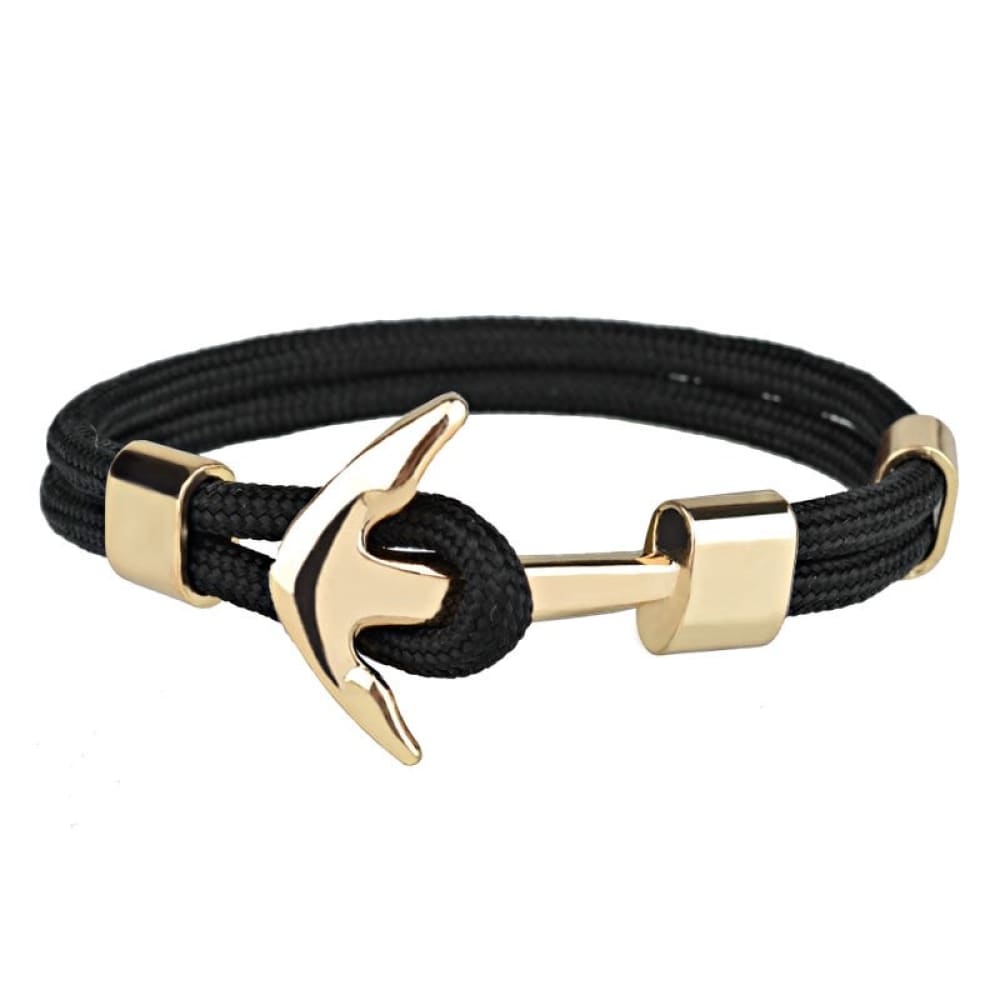Gold Anchor Bracelet - Black