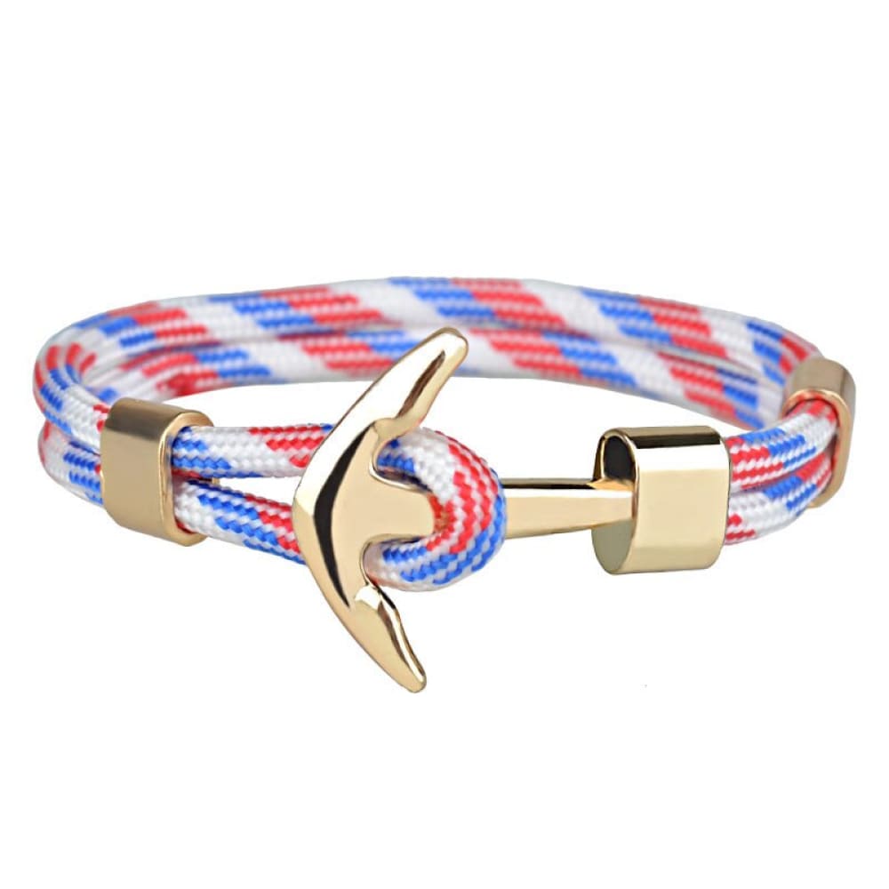 Gold Anchor Bracelet - Red & Blue