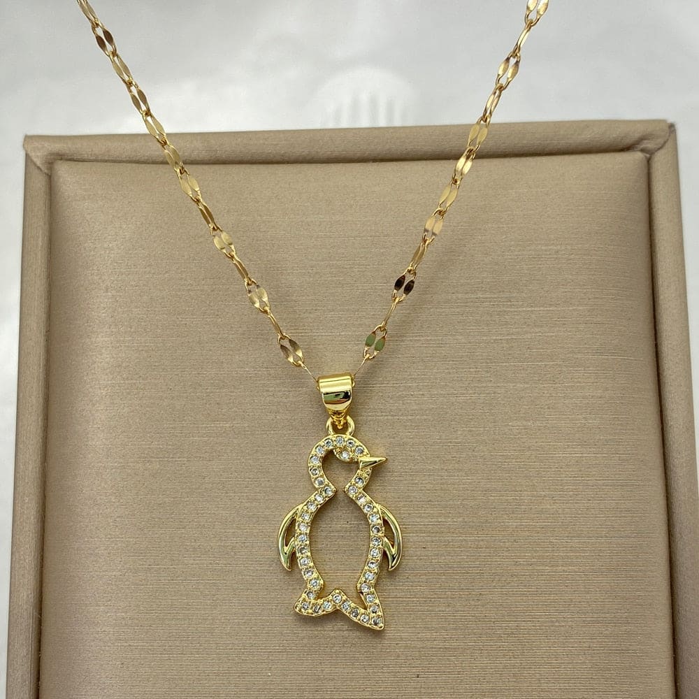 Gold Plated Cute Penguin Necklace