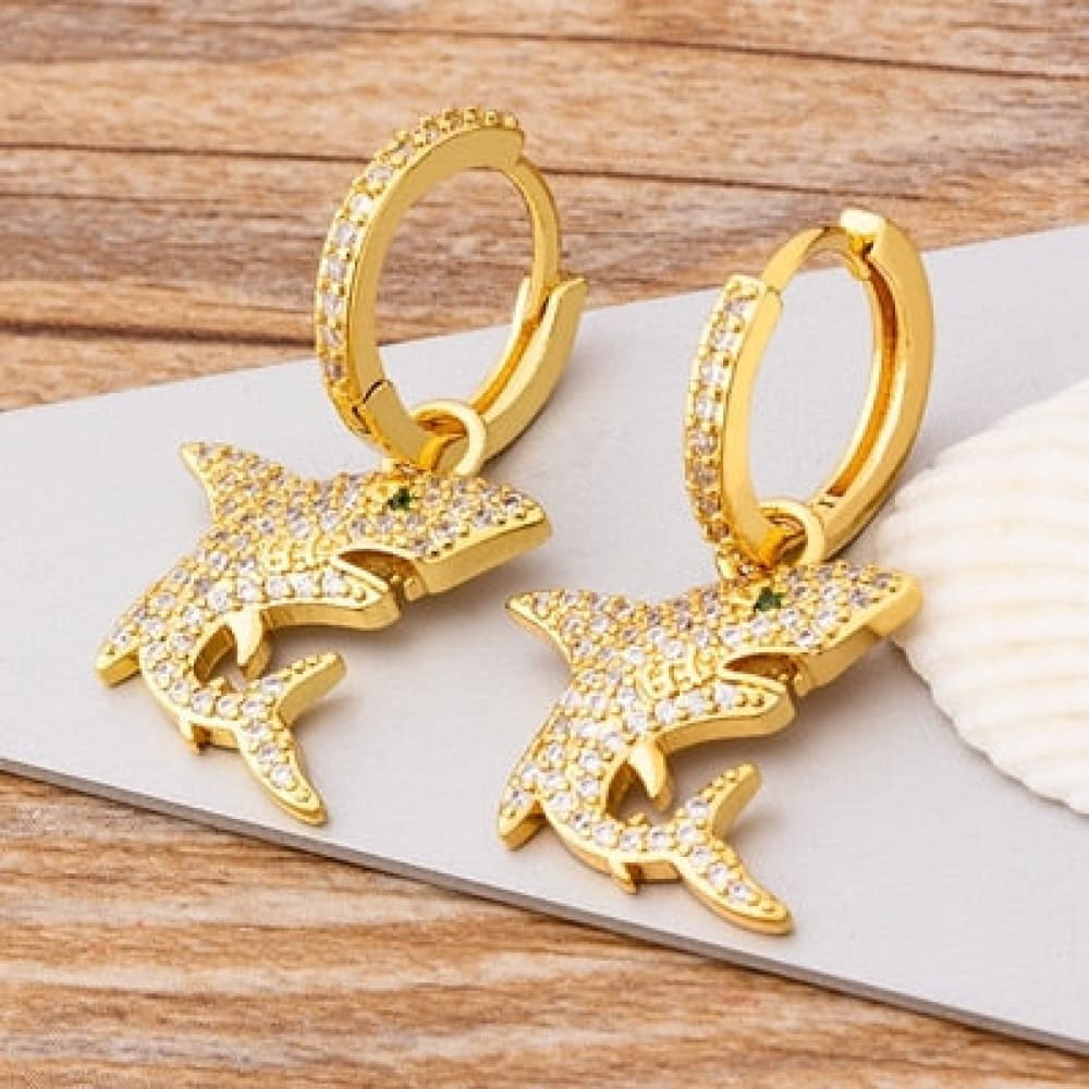 Gold Shark Tooth Earrings