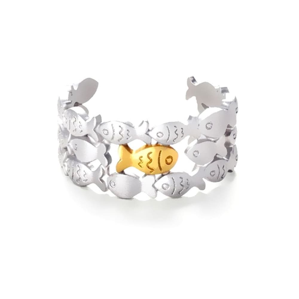 Gold Silver Fish Ring