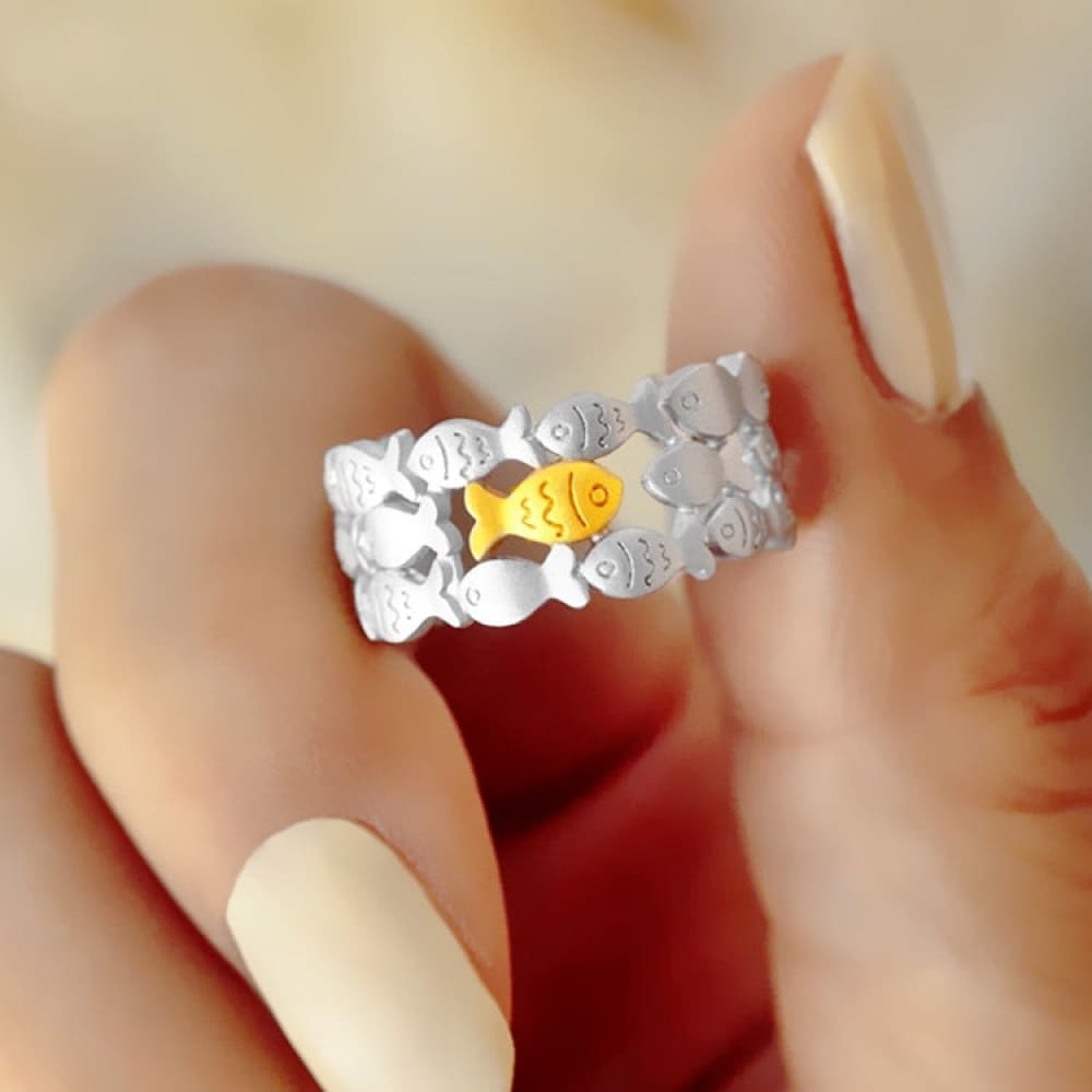 Gold Silver Fish Ring