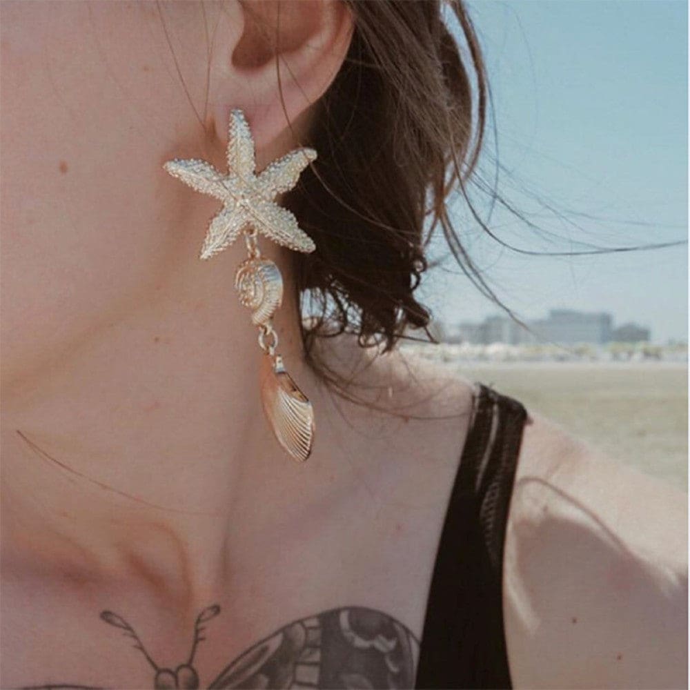 Gold Starfish Earrings