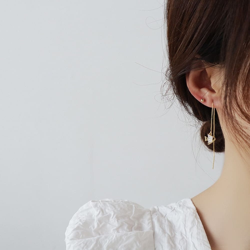 Gold Thread Fish Earrings