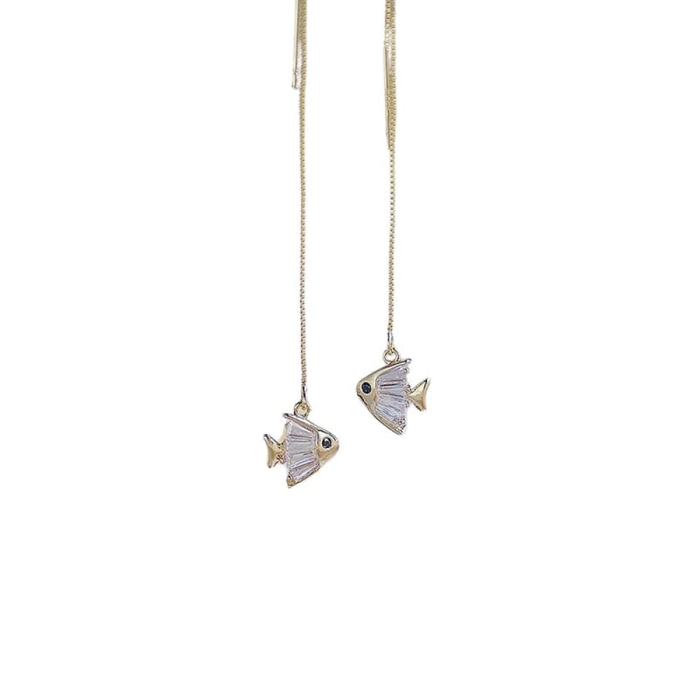Gold Thread Fish Earrings