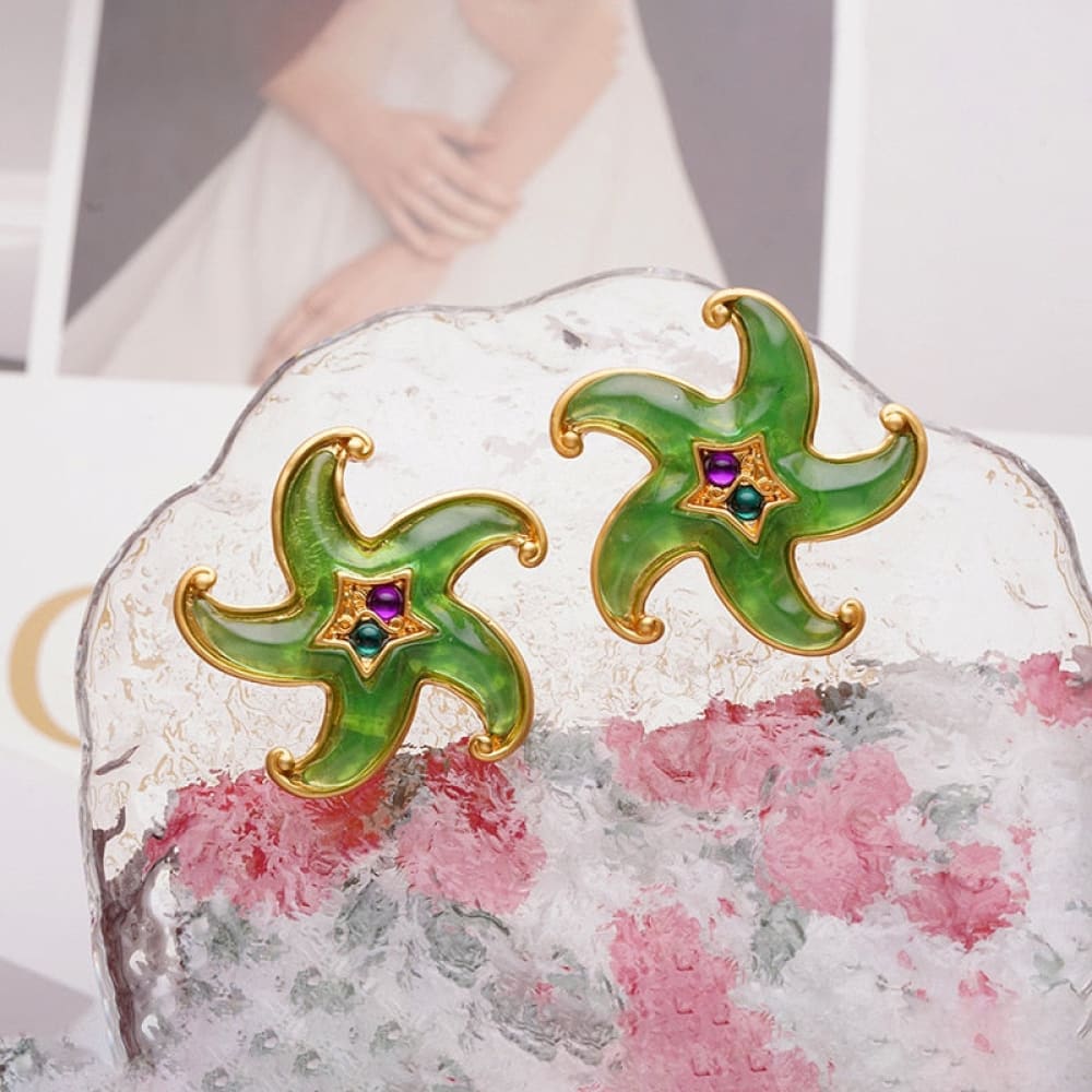 Green Jelly Starfish Earring