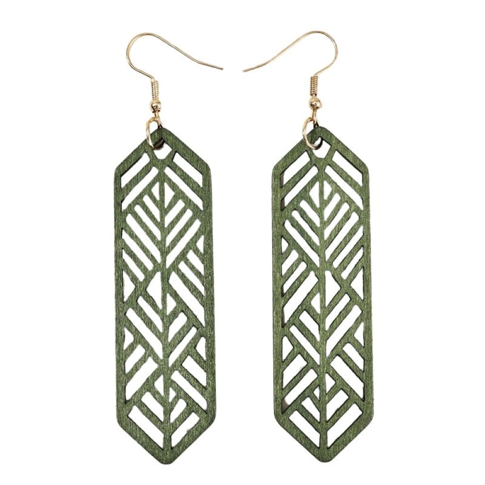 Green Rectangle Beach Earrings