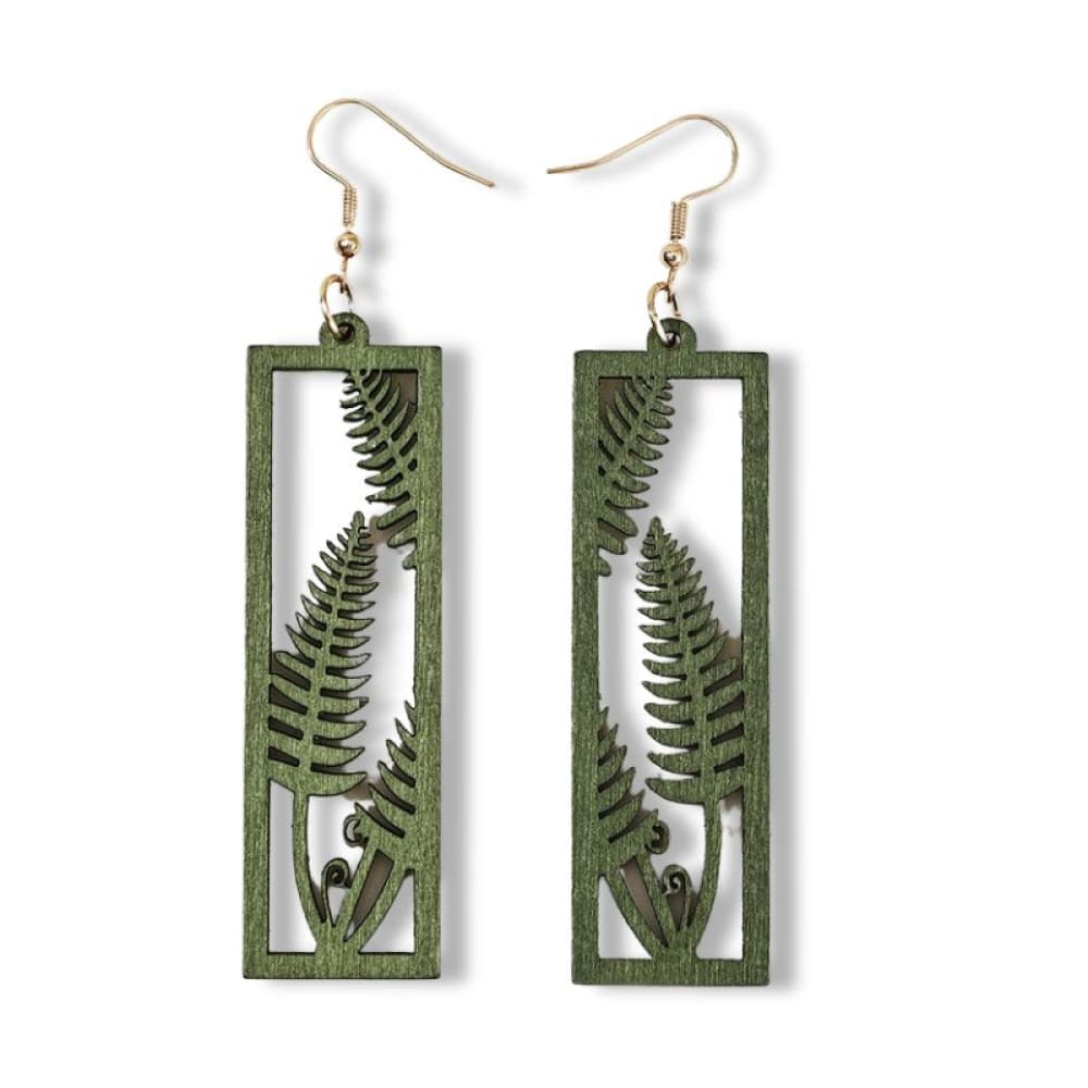 Green Wooden Beach Earrings