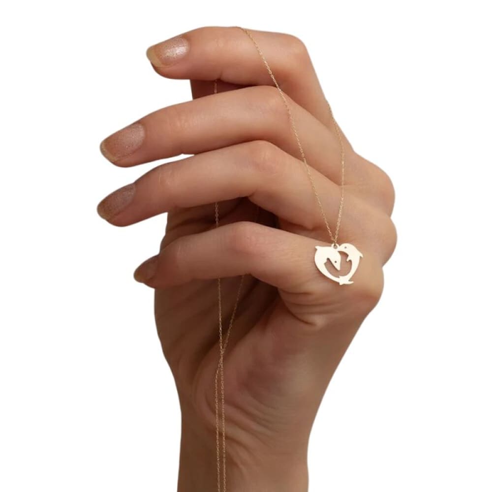 Heart Couple Dolphin Necklace