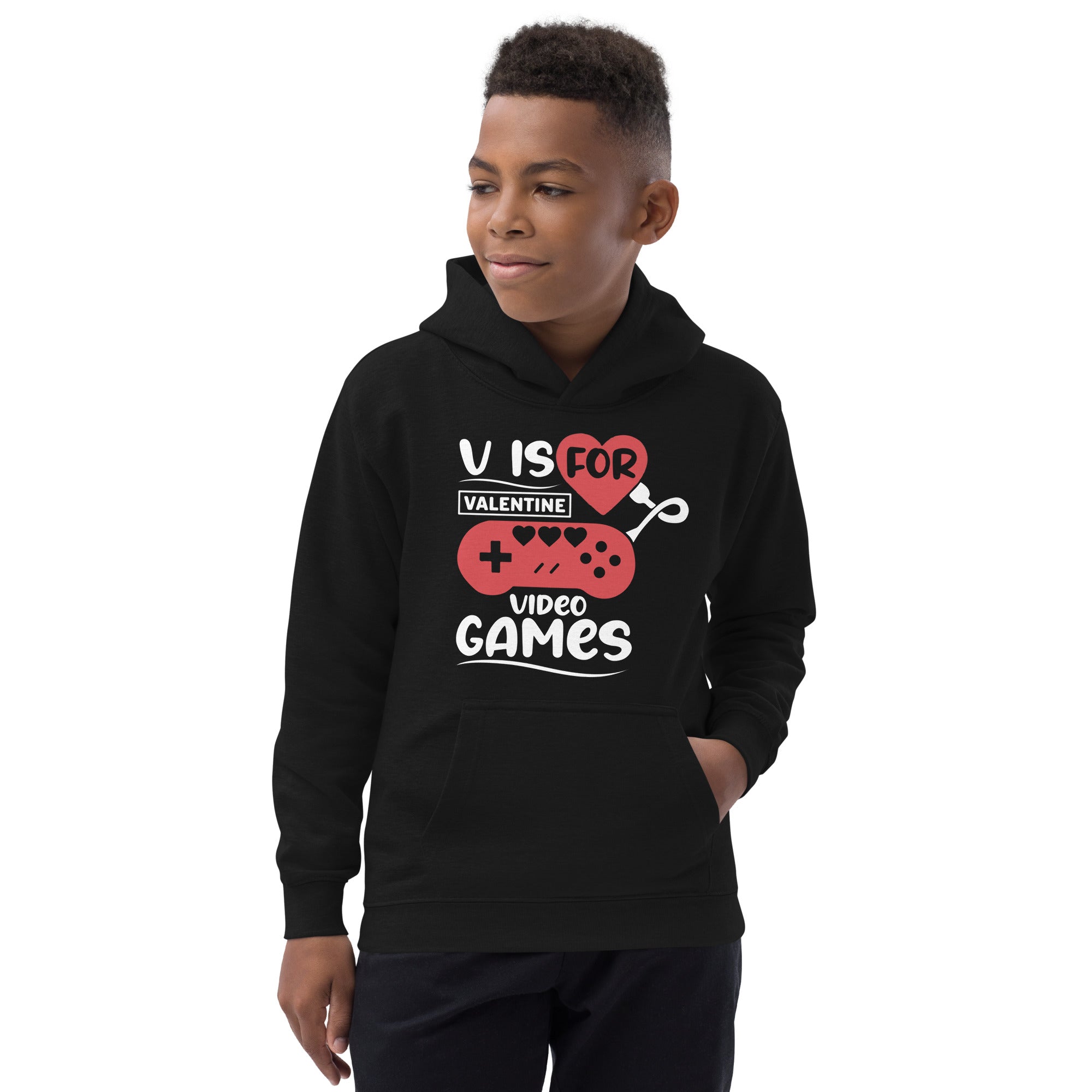 V is for Video Games, Video Game Valentine Kids Hoodie, Boys Valentine Shirt, Boys Valentines Hoodie, Kids Valentines Day, Kids Valentine - Madeinsea©