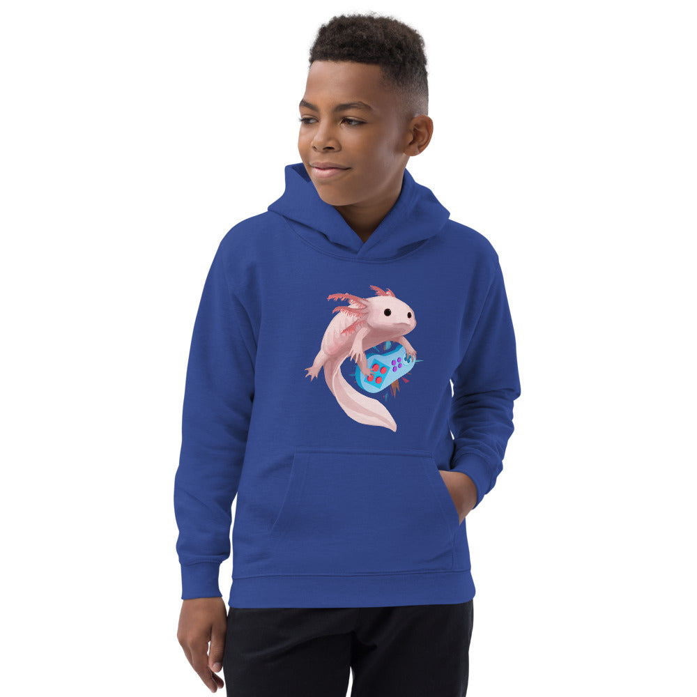 Axolotl Playing Video Games Kid's Hoodie, Axolotl Fish Kids Hoodie, Axolotl Lover Gift, Axolotl Kids Hoodie, Axolotl Gaming Kids Hoodie - Madeinsea©