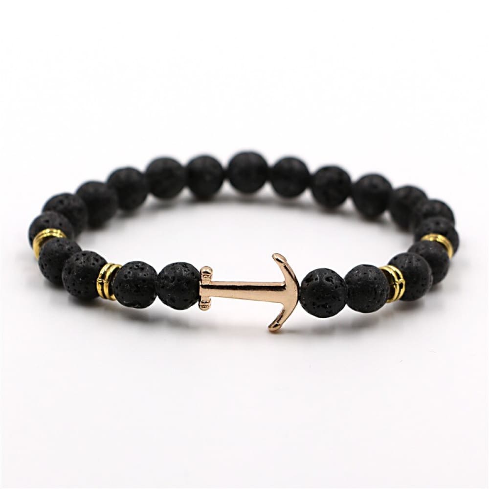 Lava Stone Anchor Bracelet - Lava