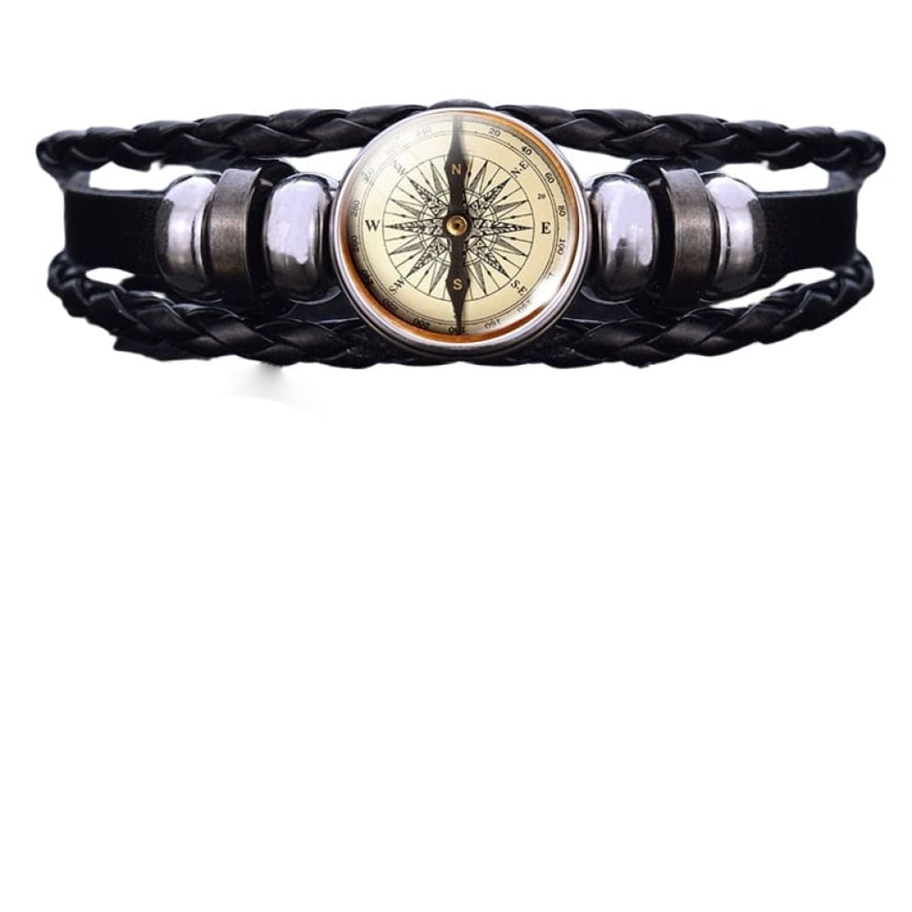 Leather Compass Bracelet