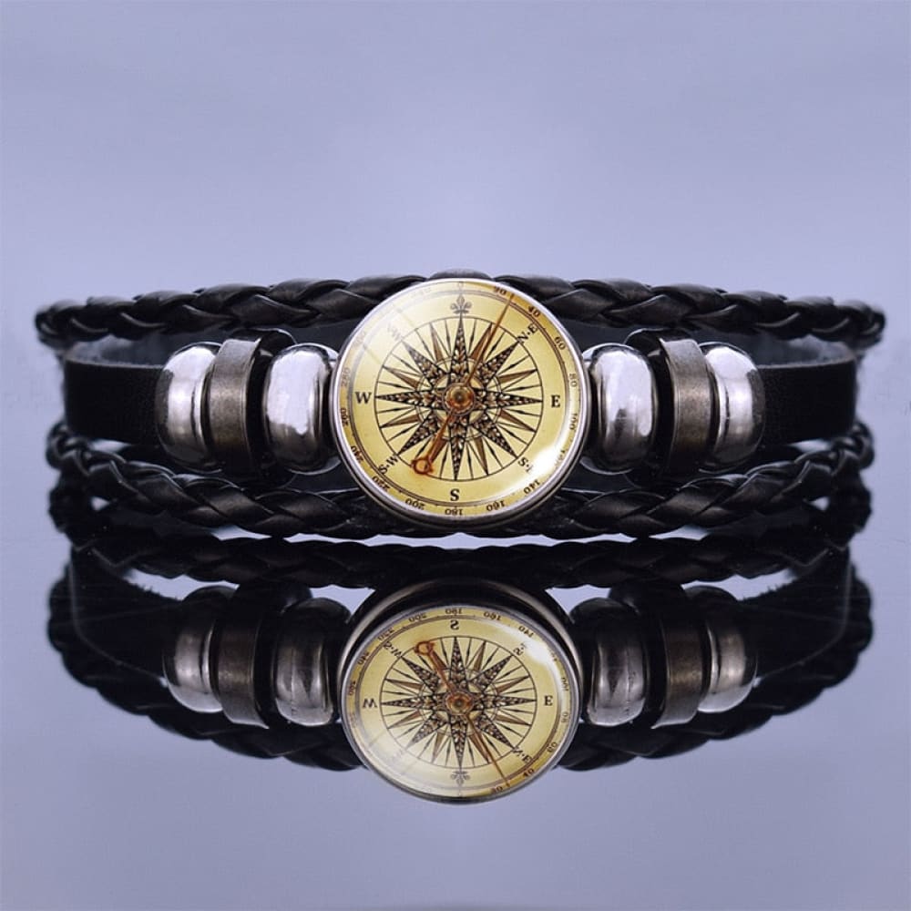 Leather Compass Bracelet